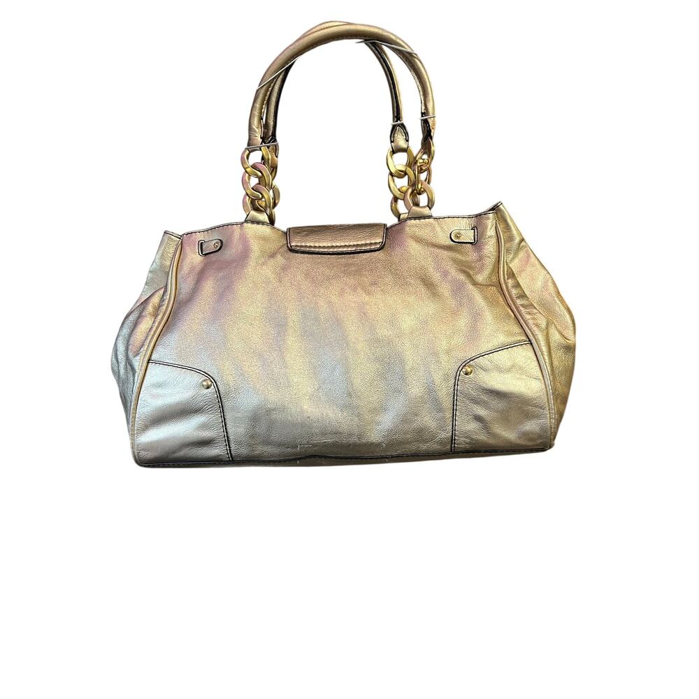 Vintage Juicy Couture Metallic Gold Leather Satchel Y2K P&G Era Bowler Bag - Picture 6 of 12
